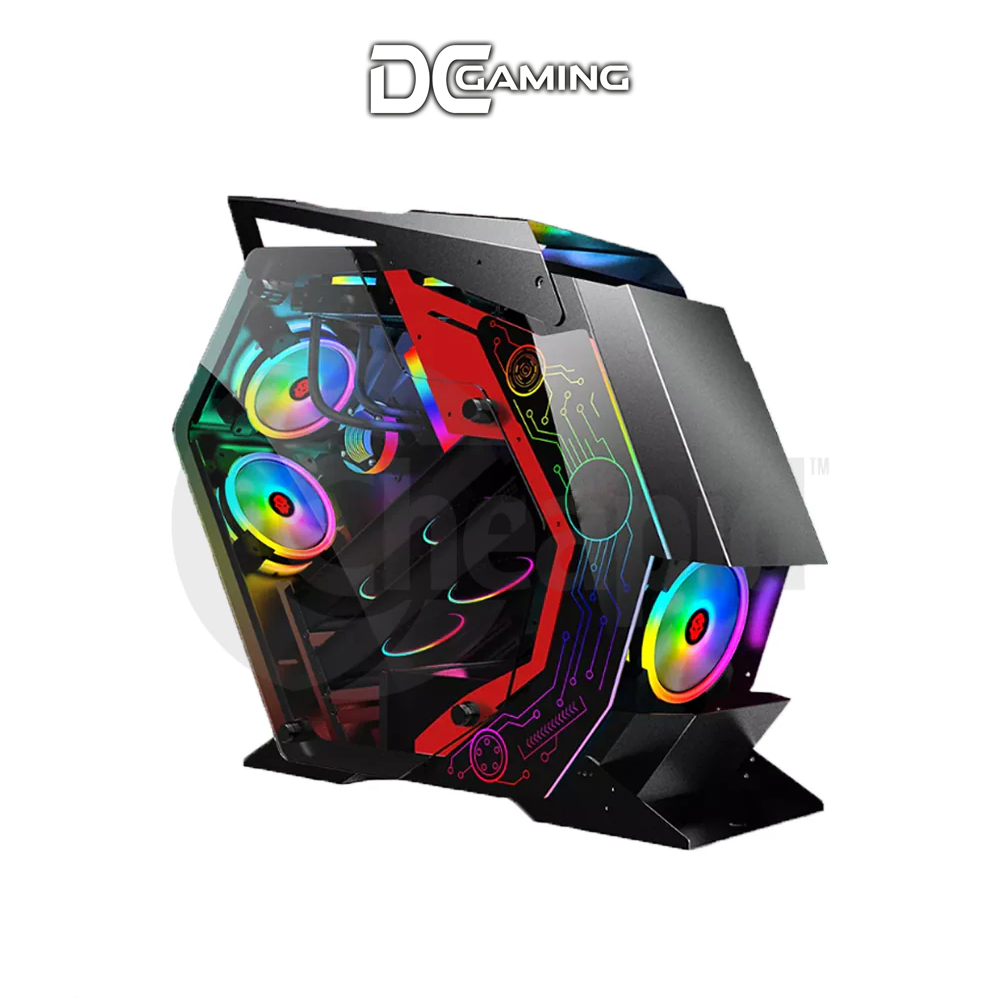 Keytech War Machine Black Tempered Side Open-Air ATX Casing